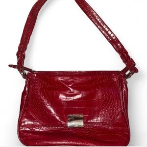 VINTAGE Rosetti Burgundy Croc-Embossed Shoulder Bag